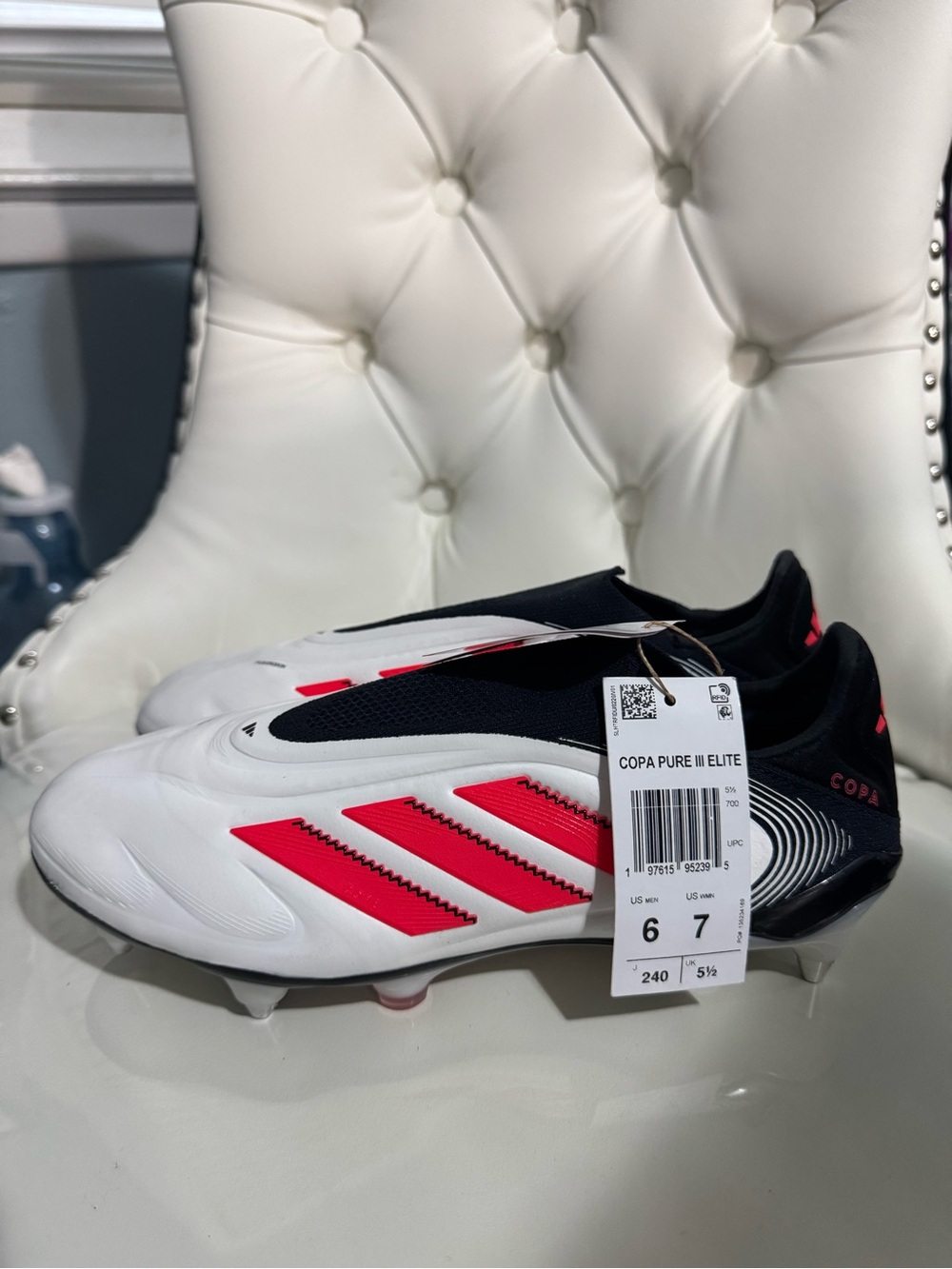 adidas Copa Pure III Elite Men’s Soccer Cleats - White / Red / Black